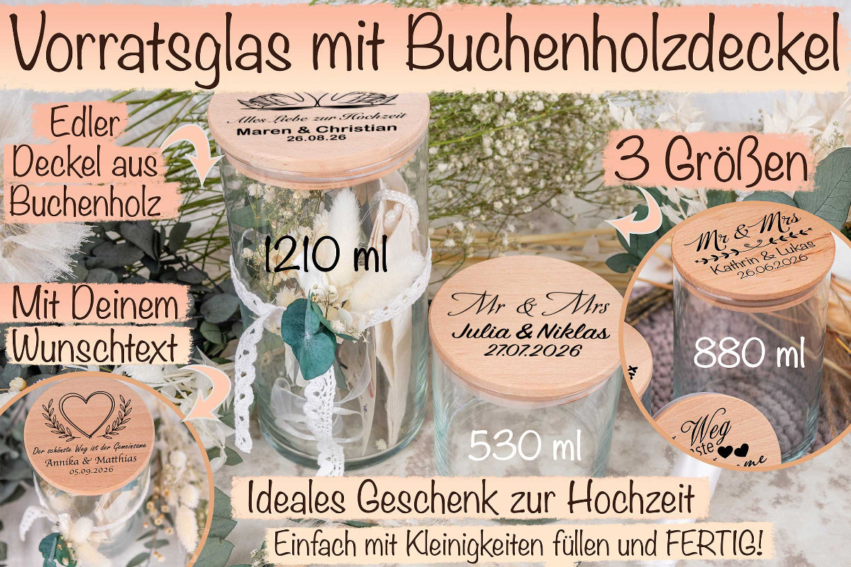 Personalisiertes Hochzeitsgeschenk Geldgeschenk • Vorratsglas