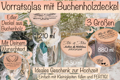 Personalisiertes Hochzeitsgeschenk Geldgeschenk • Vorratsglas