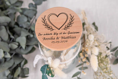 Personalisiertes Hochzeitsgeschenk Geldgeschenk • Vorratsglas