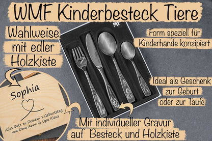 WMF Kinderbesteck Tiere mit Holzbox und Gravur