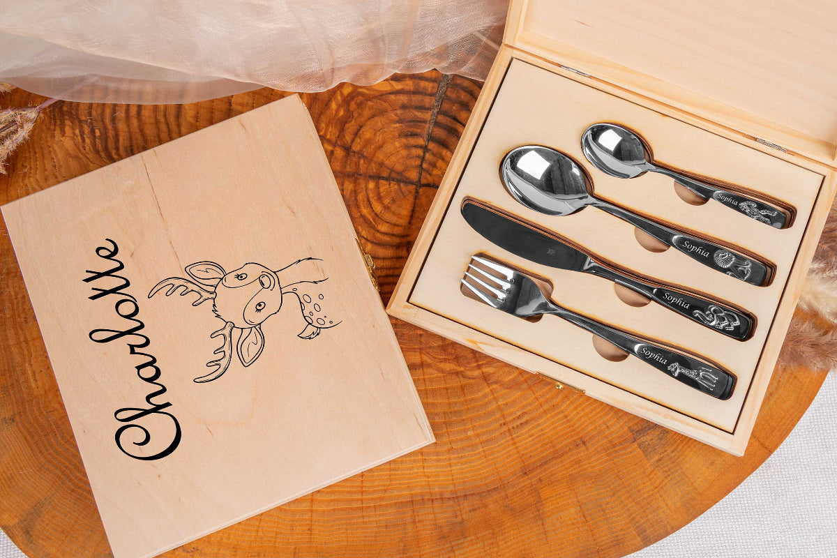 WMF Kinderbesteck Tiere mit Holzbox und Gravur