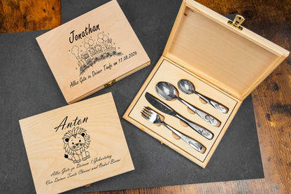 WMF Kinderbesteck Tiere mit Holzbox und Gravur