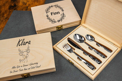 WMF Kinderbesteck Tiere mit Holzbox und Gravur