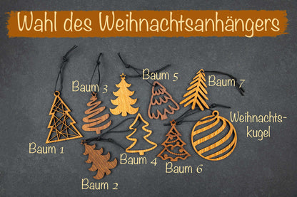 Weihnachtsanhänger aus Eichenholz oder Nussbaumholz- Christbaumschmuck