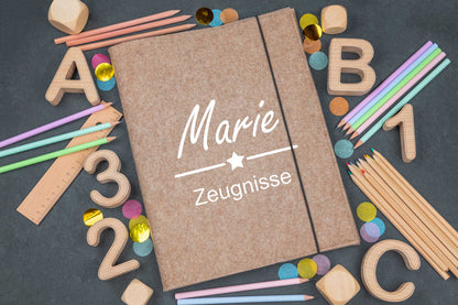 Zeugnismappe personalisiert aus Filz mit Wunschname