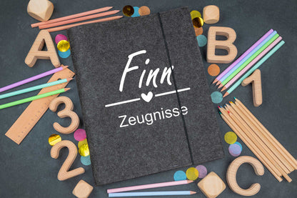 Zeugnismappe personalisiert aus Filz mit Wunschname