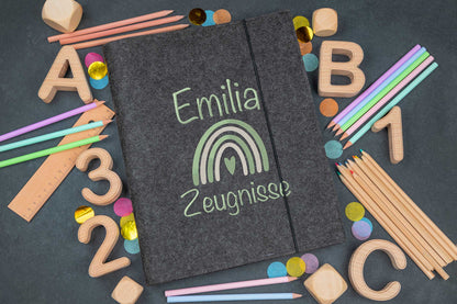 Zeugnismappe personalisiert mit Stickerei