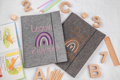 Zeugnismappe personalisiert mit Stickerei