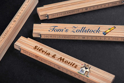 Personalisierter Zollstock mit deinem Wunschtext in bunt