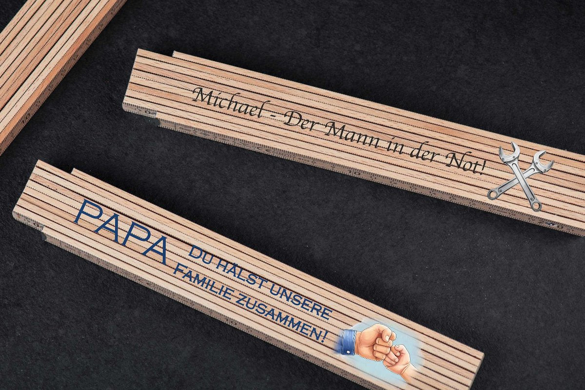 Personalisierter Zollstock mit deinem Wunschtext in bunt – diekreativwelt