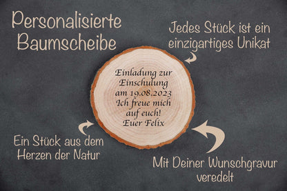Personalisierte Baumscheibe mit Wunschgravur