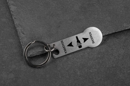 Schlüsselanhänger personalisiert mit Einkaufswagenchip und Flaschenöffner in Einem