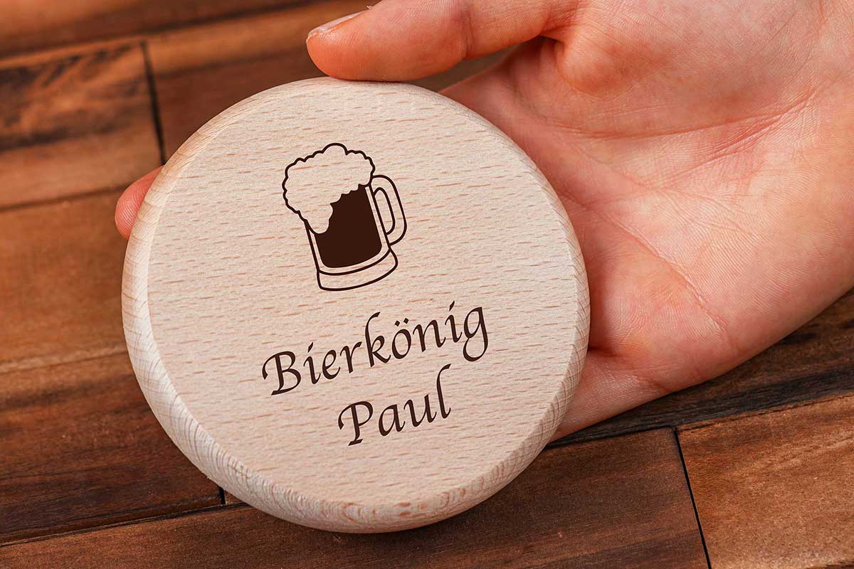 Bierglasdeckel mit personalisierter Gravur