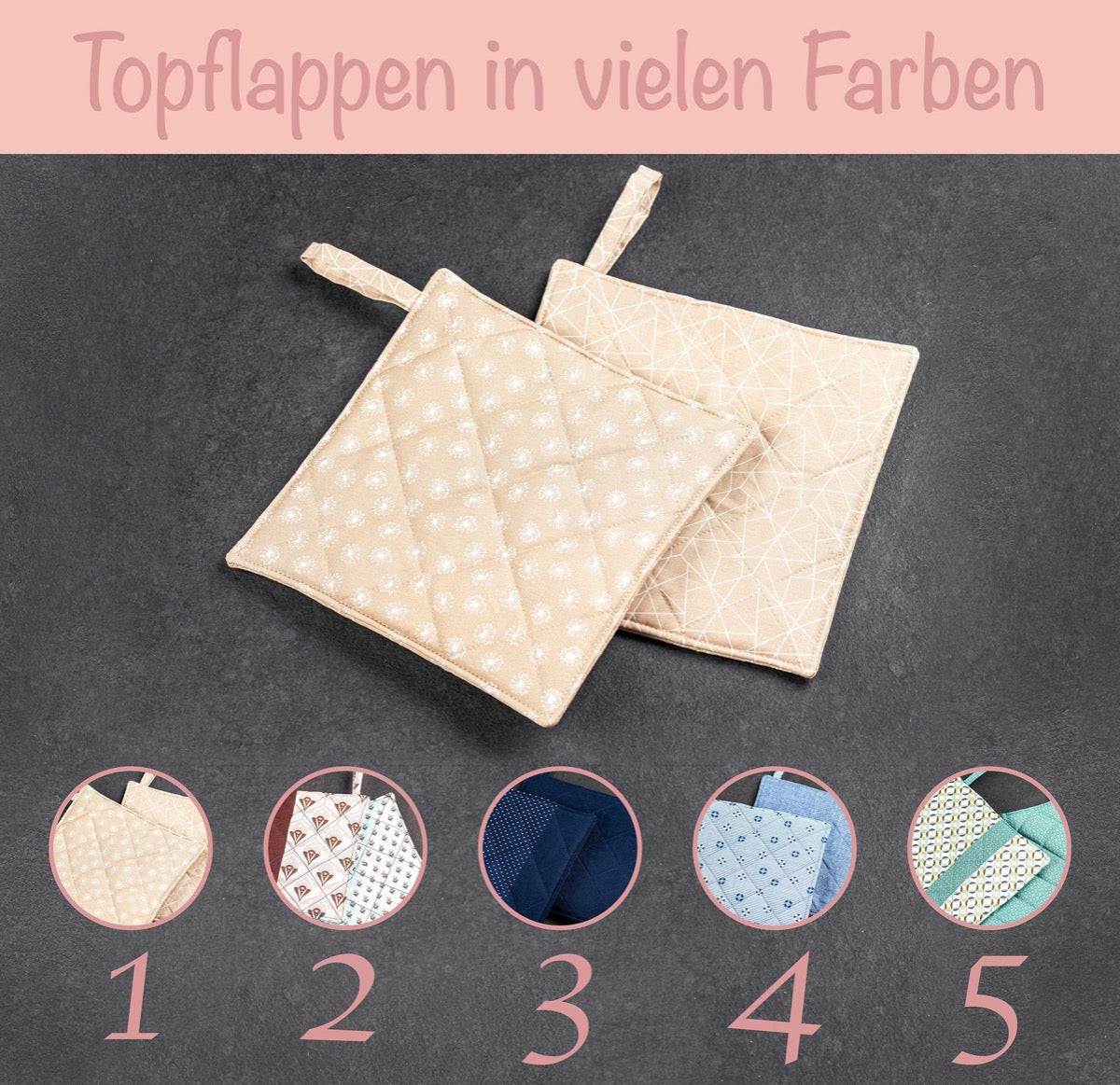 Selbstgenähte Topflappen in vielen Farben